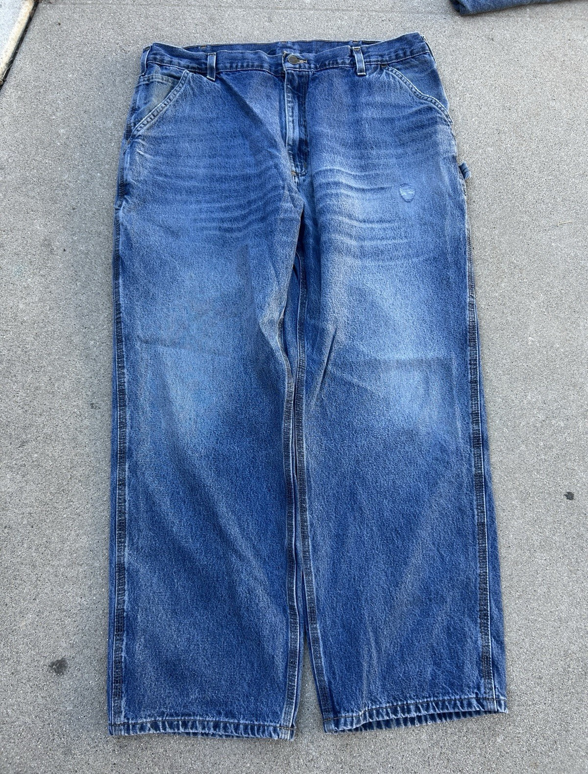Carhartt Men’s carpenter Blue Denim Jeans Original Dungaree Fit Straight leg