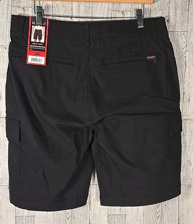 Wearfirst Cargo Shorts 34 Black Freeband Waistband Stretch Cotton Nylon Mens NEW