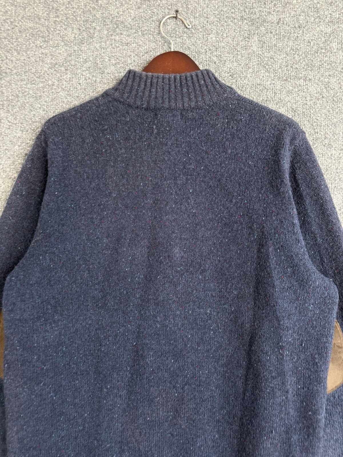 Vintage LL Bean Men’s 1/4 Quarter Zip 100% Wool Sweater Elbow Patches 90s Sz XL