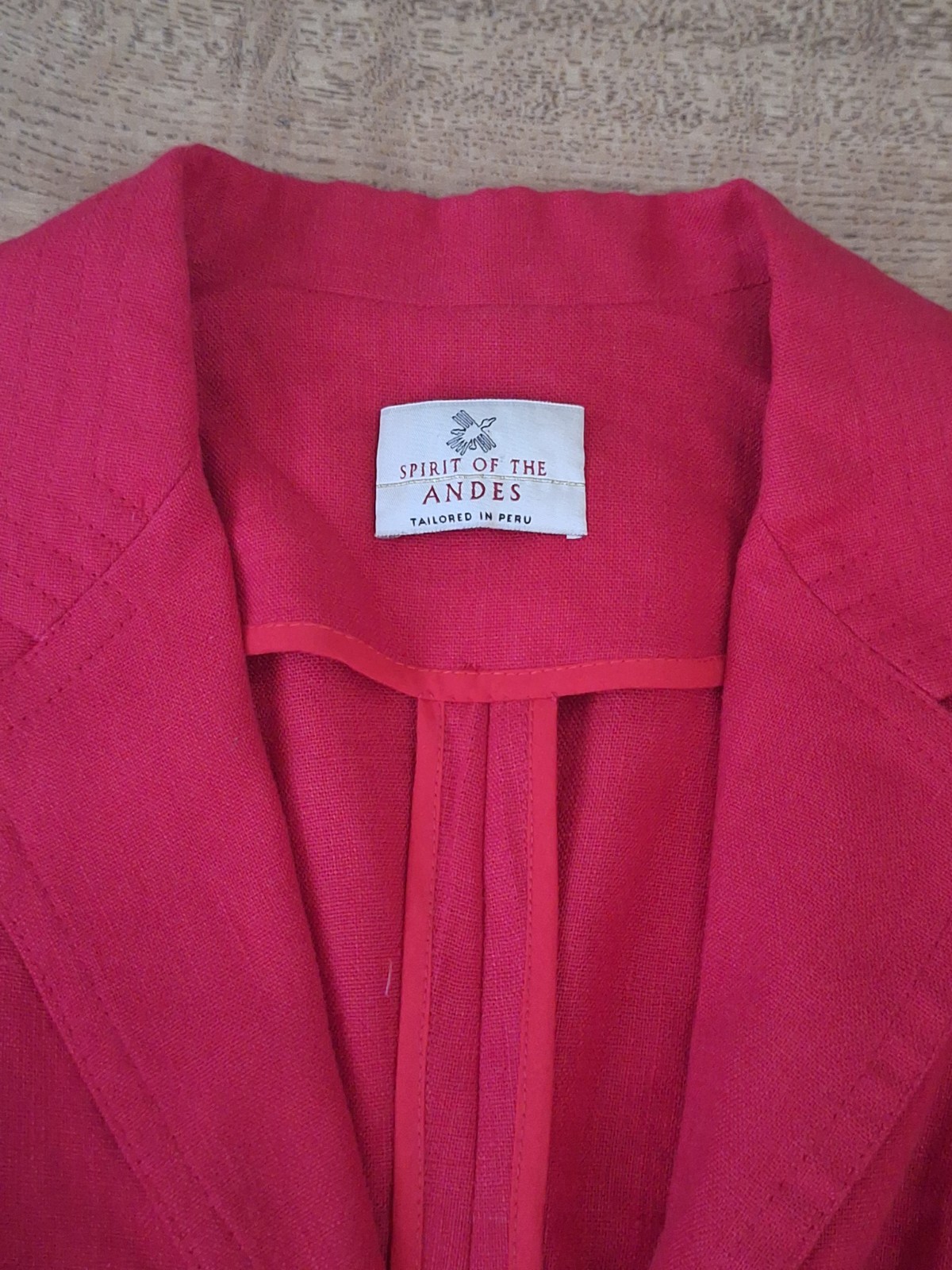 Spirit of the Andes Red Linen Tailored Fitted Blazer Jacket UK 8 EU 36 USA 4
