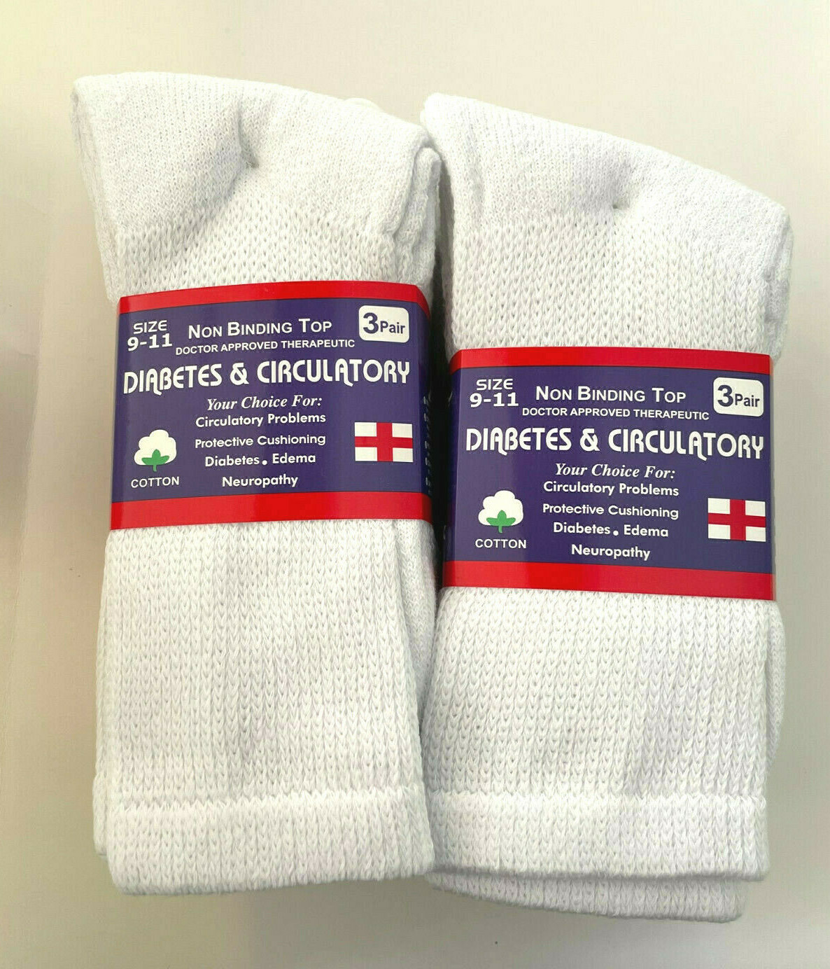 Mens Women Non Binding Cotton Circulation Diabetic Crew Socks Physician Approved