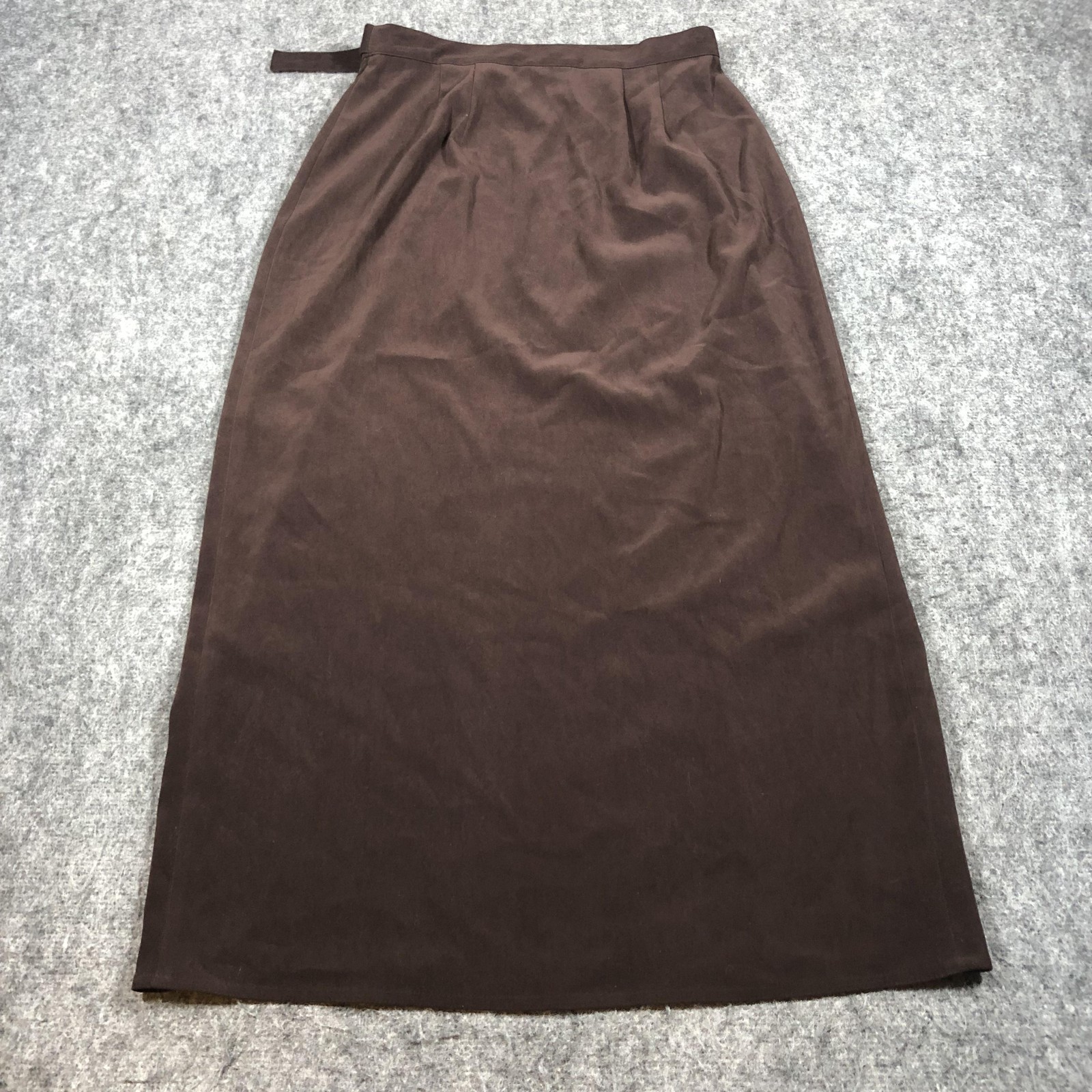Talbots Skirt Womens 10 Brown Wrap Maxi Buckle Strap Stretch Workwear Career