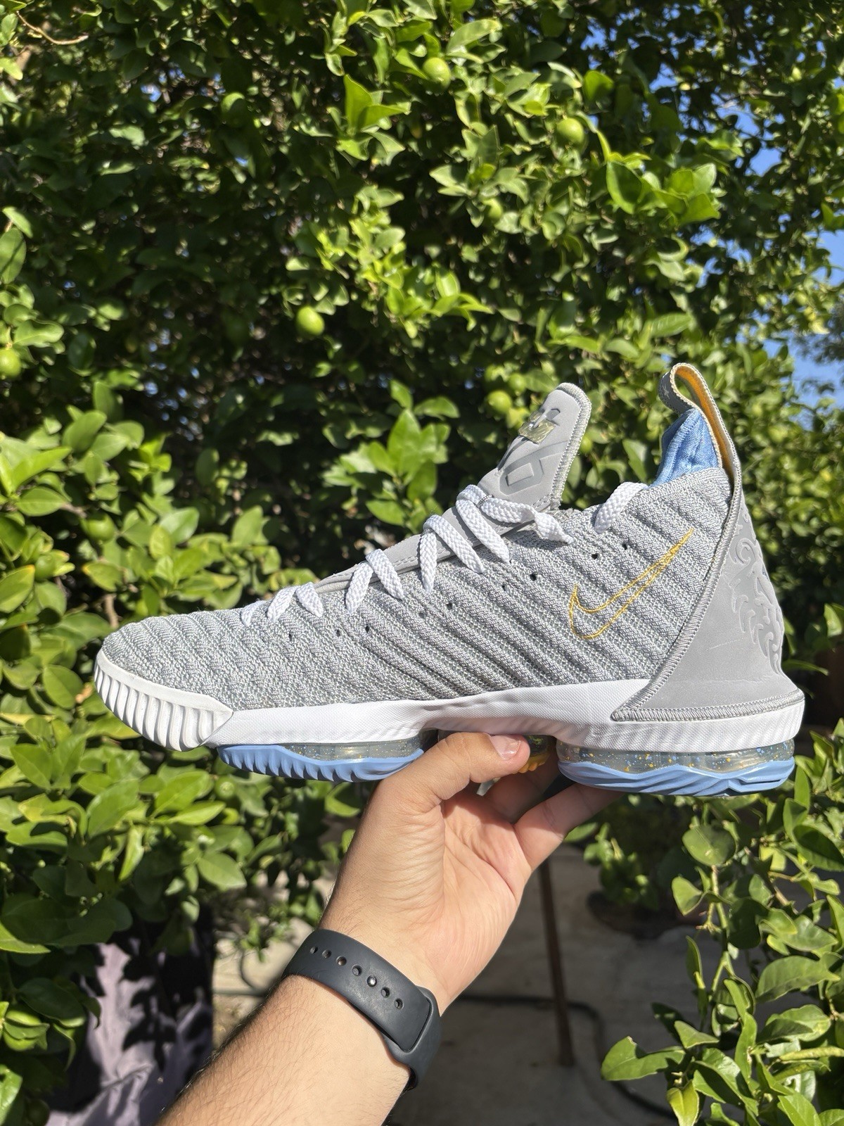 Nike LeBron 16 Men’s Mid Top Basketball Sneakers Cushioned Lace-Up Lion
