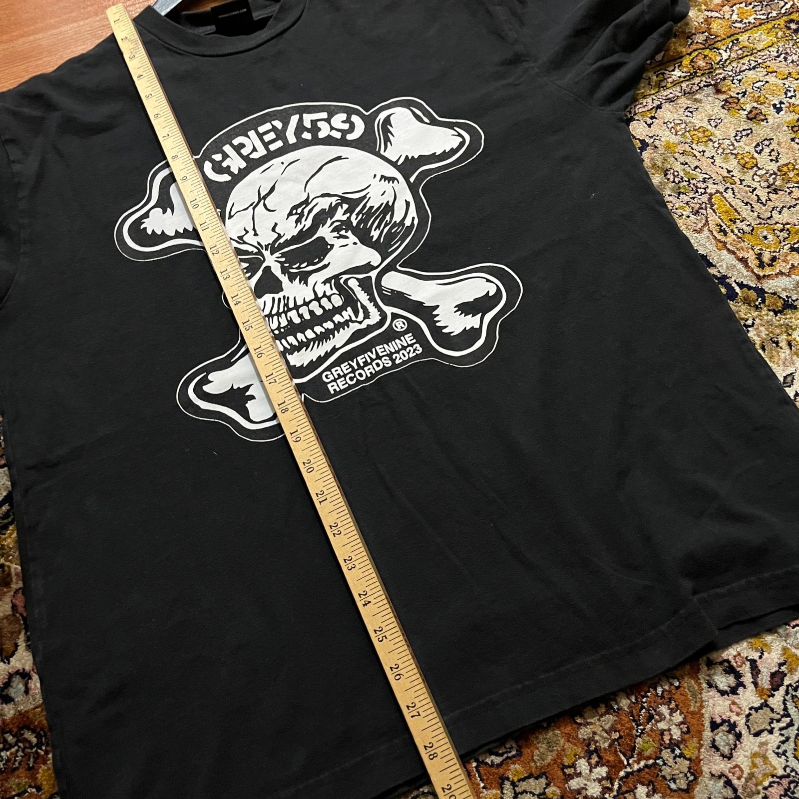 G59 Grey Five Nine Records 2023 Skull Crossbones T-Shirt Mens Large Black Tee