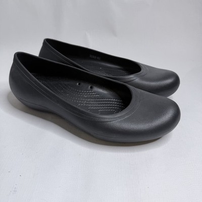 Crocs At Work Ballet Flat Non Slip Women’s Size 10 Black Iconic Comfort Slip On