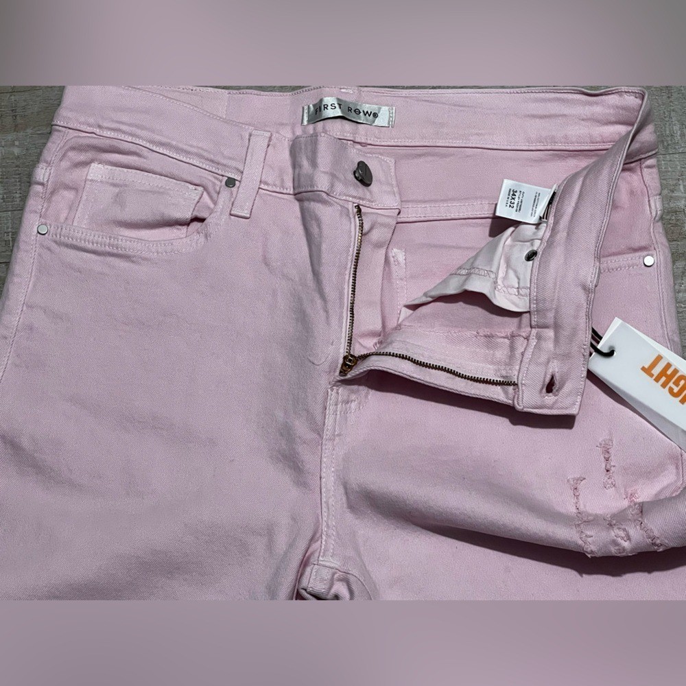 First Row men’s slim straight Pink Distress jeans pants American Flag size 34X32