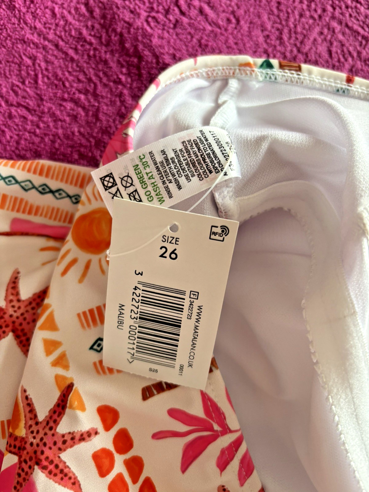 BNWT Matalan UK 26 White Pink Beach Padded Swim Tankini
