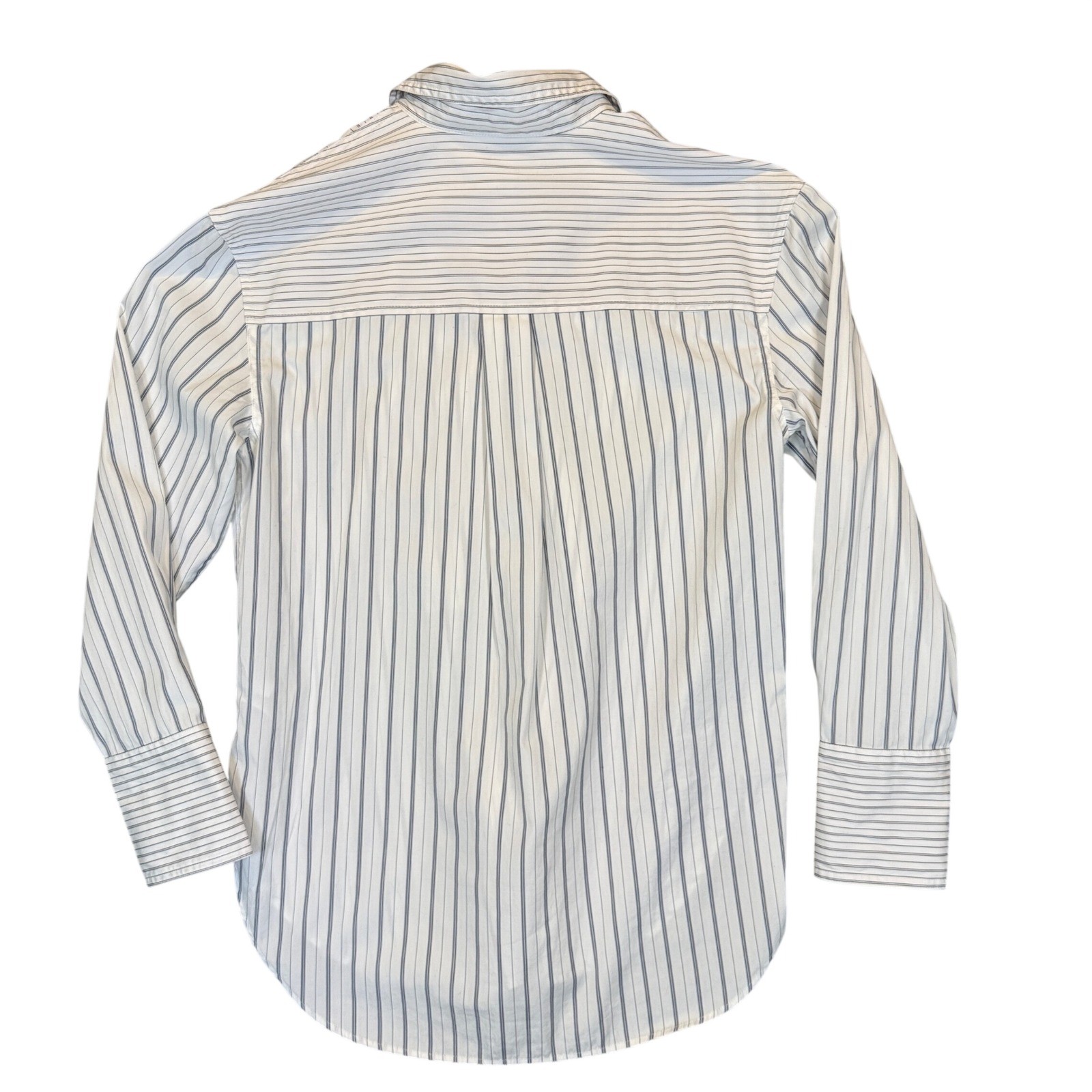 Madewell Striped Button Down Womens Bib Front Small White Blue Cotton Preppy