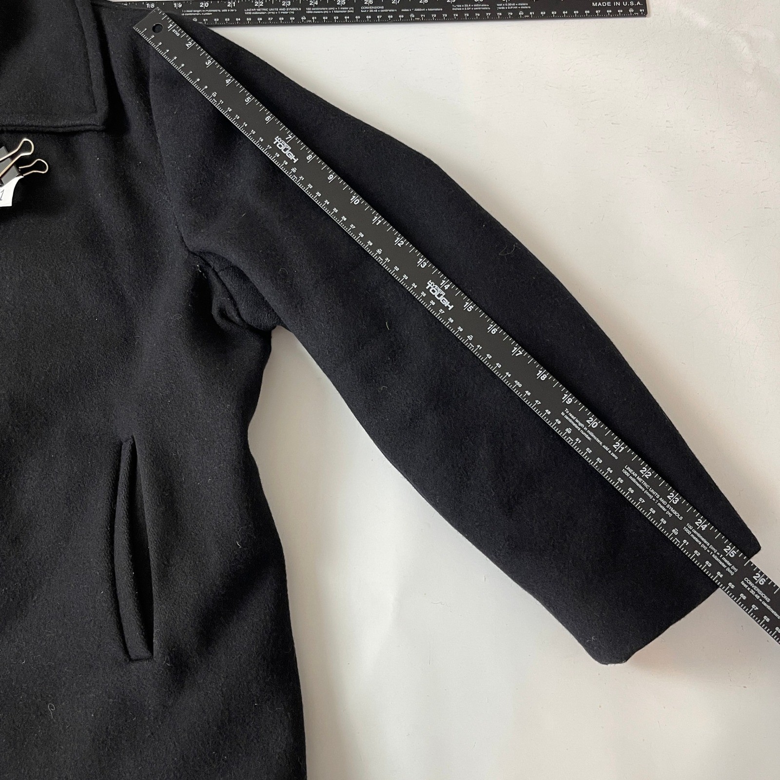 Schott Peacoat Mens 48 Black Wool Navy Made in USA Nautical Double Breasted