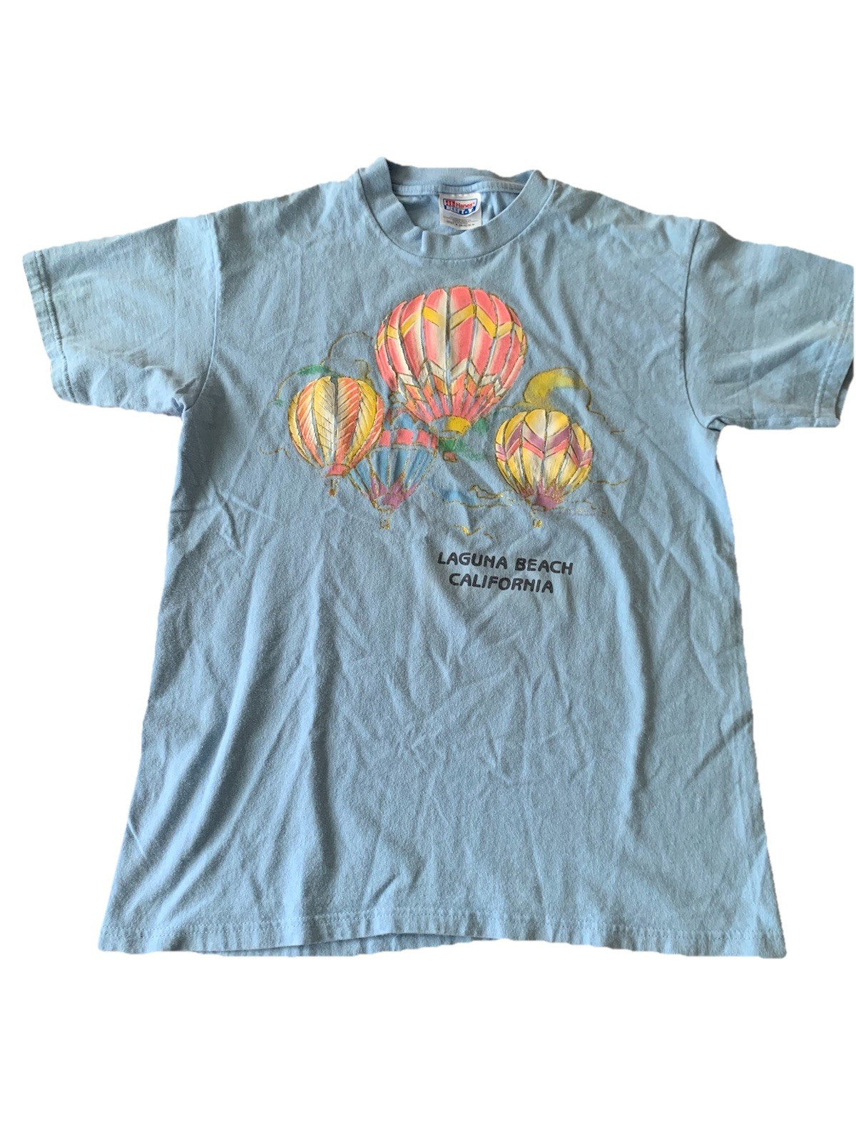 Vtg Laguna Beach California Surfer Graphic T-Shirt M 38-40 90s Hot Air Balloons