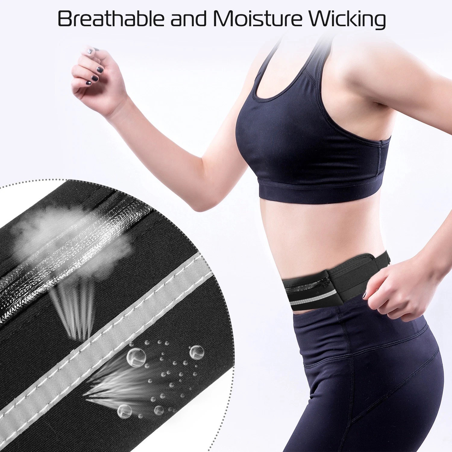 Waterproof Sport Runner Waist Bag Running Jogging Belt Pouch Zip Adjustable