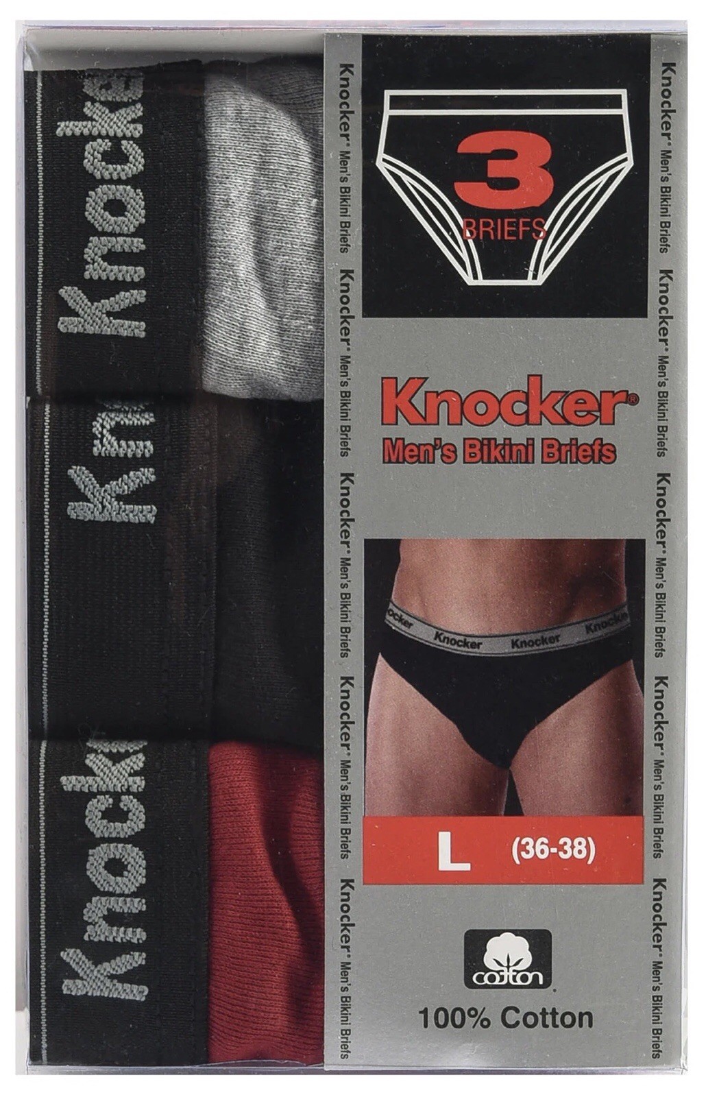 Knocker Men Cotton Bikini Brief Underwear6/ Pack 12/ Pack Low Rise Stretch