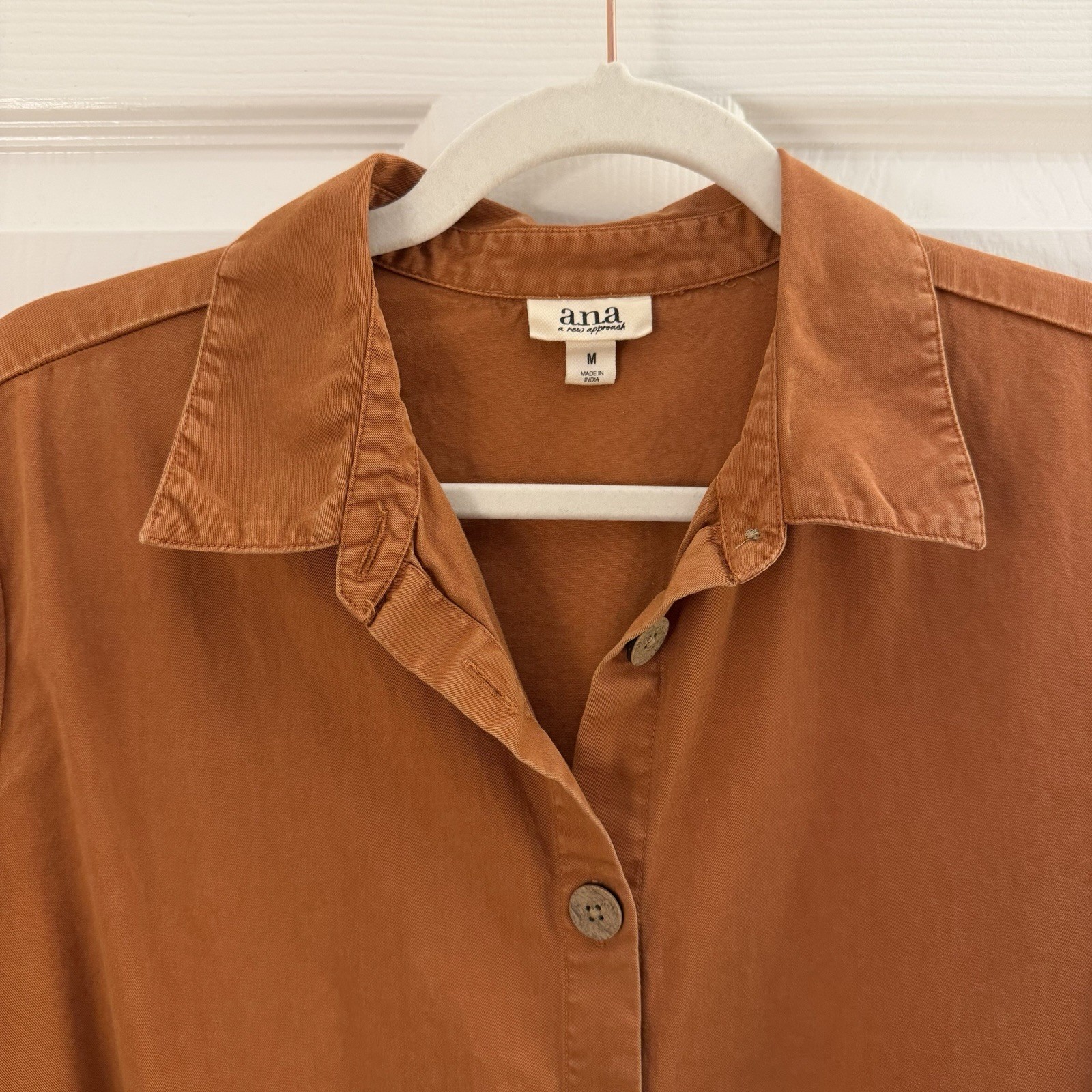 a.n.a Burnt Orange Button Up Utility Shirt Dress Medium
