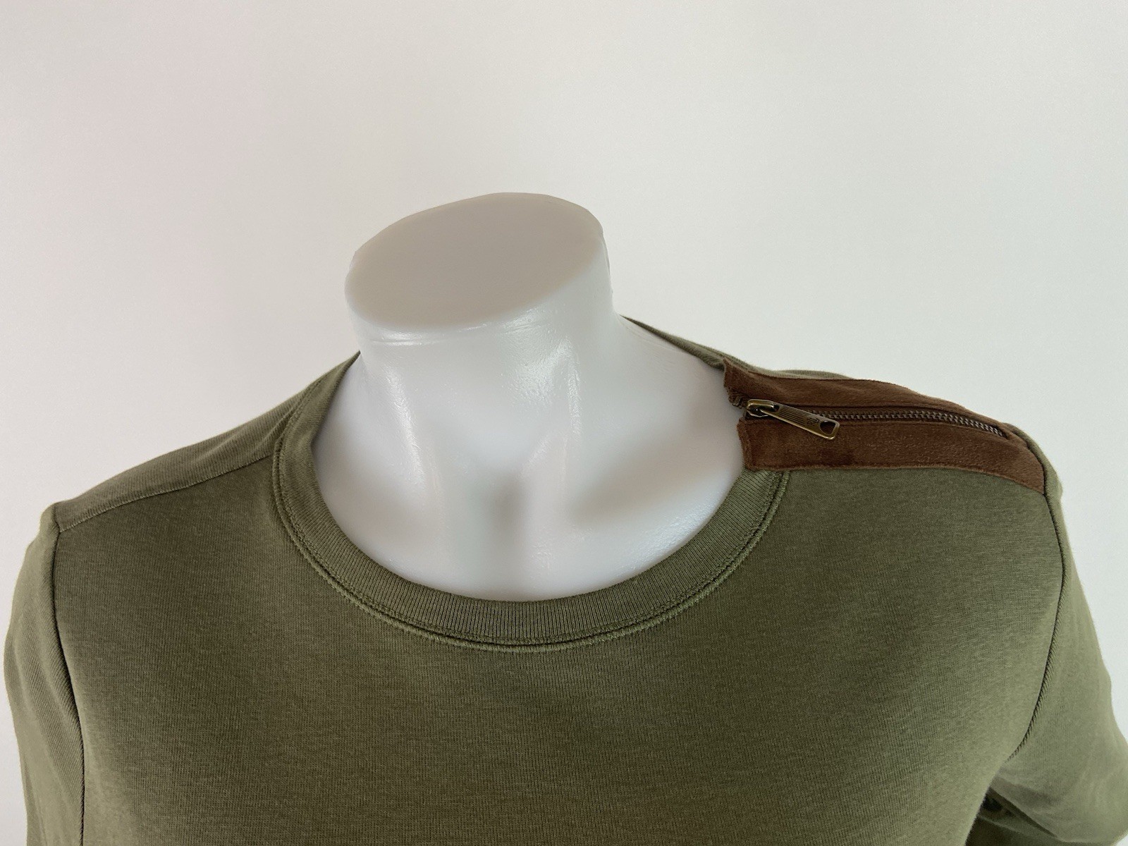Lauren Ralph Lauren Large Green Suede Elbow Patch Shirt Old Money Equestrian