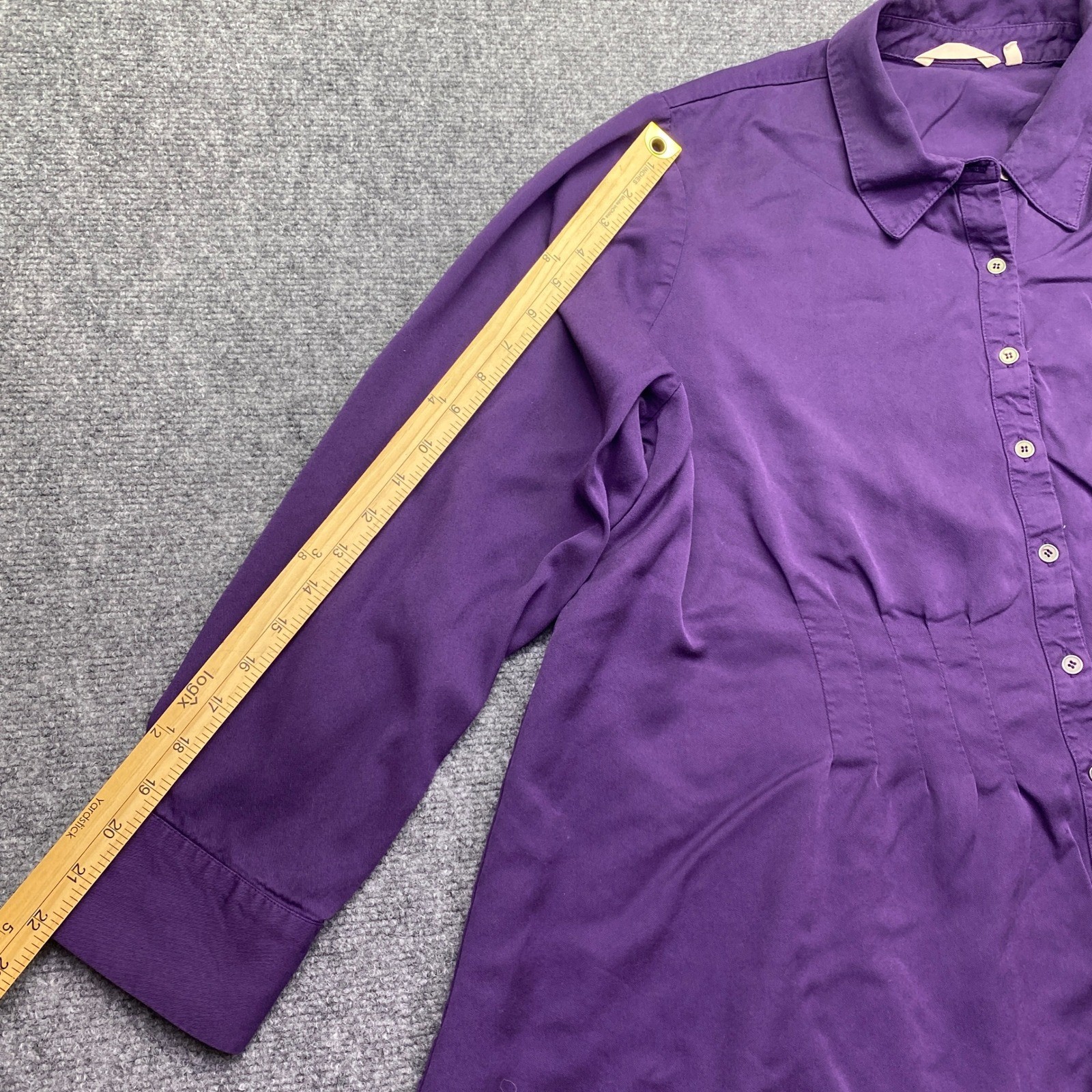 Soft Surroundings Purple Pintuck Waist Button Down Modal Shirt 1X 5AU26