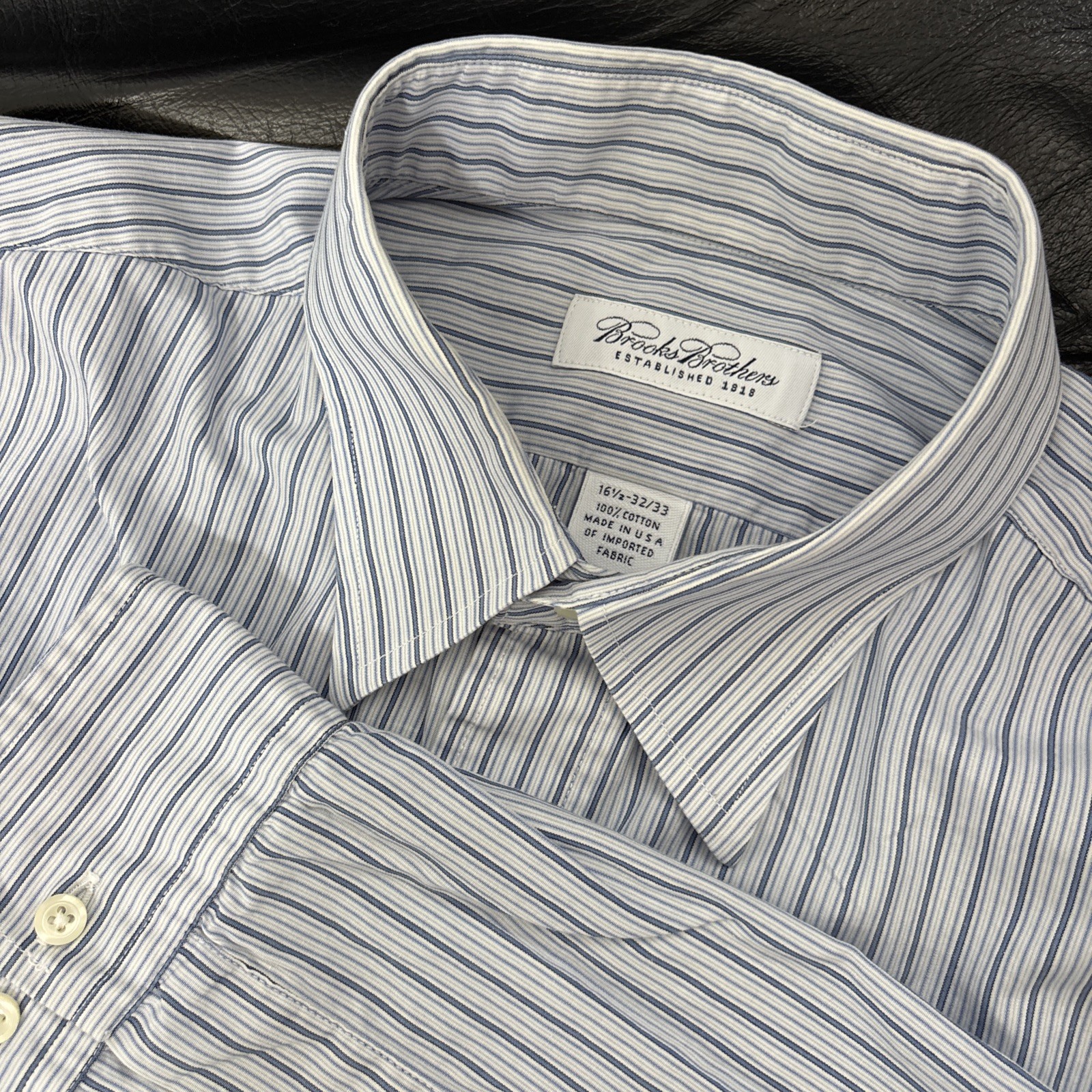Brooks Brothers Regent 1818 Dress Shirt Mens 16.5-32/33 Non-Iron Blue striped