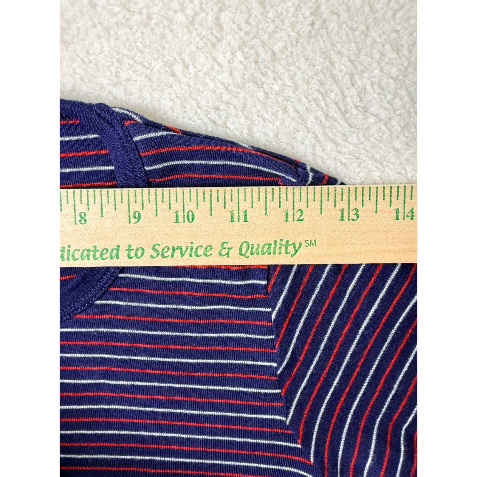 REI Vintage Meraklon Polypropylene Base Layer Top S Navy Red Striped Gorpcore