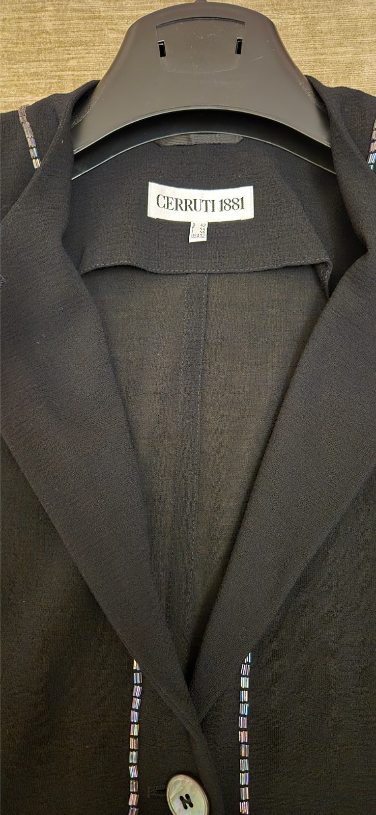 CERRUTI 1881 VIRGIN WOOL BEADED BLAZER TOP – UK 14 – EXCELLENT – POST FREE!
