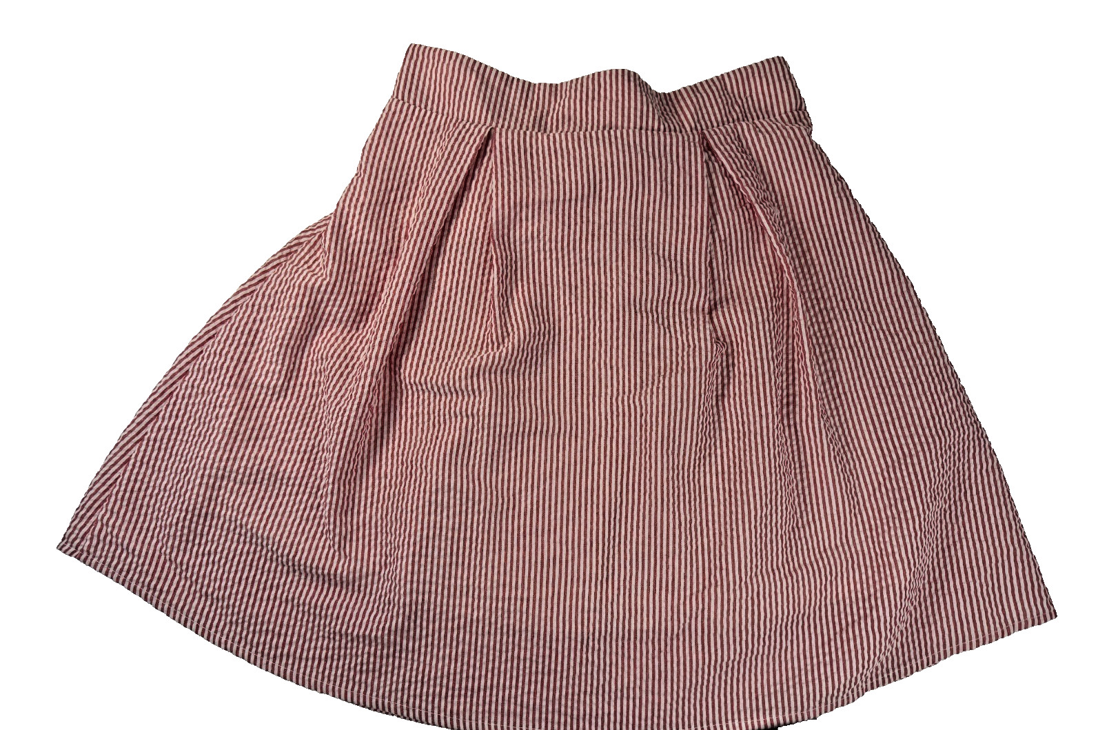 Ty Alexander’s Red White Seersucker Pinstripe Bow Mini Skirt Women’s Made In USA