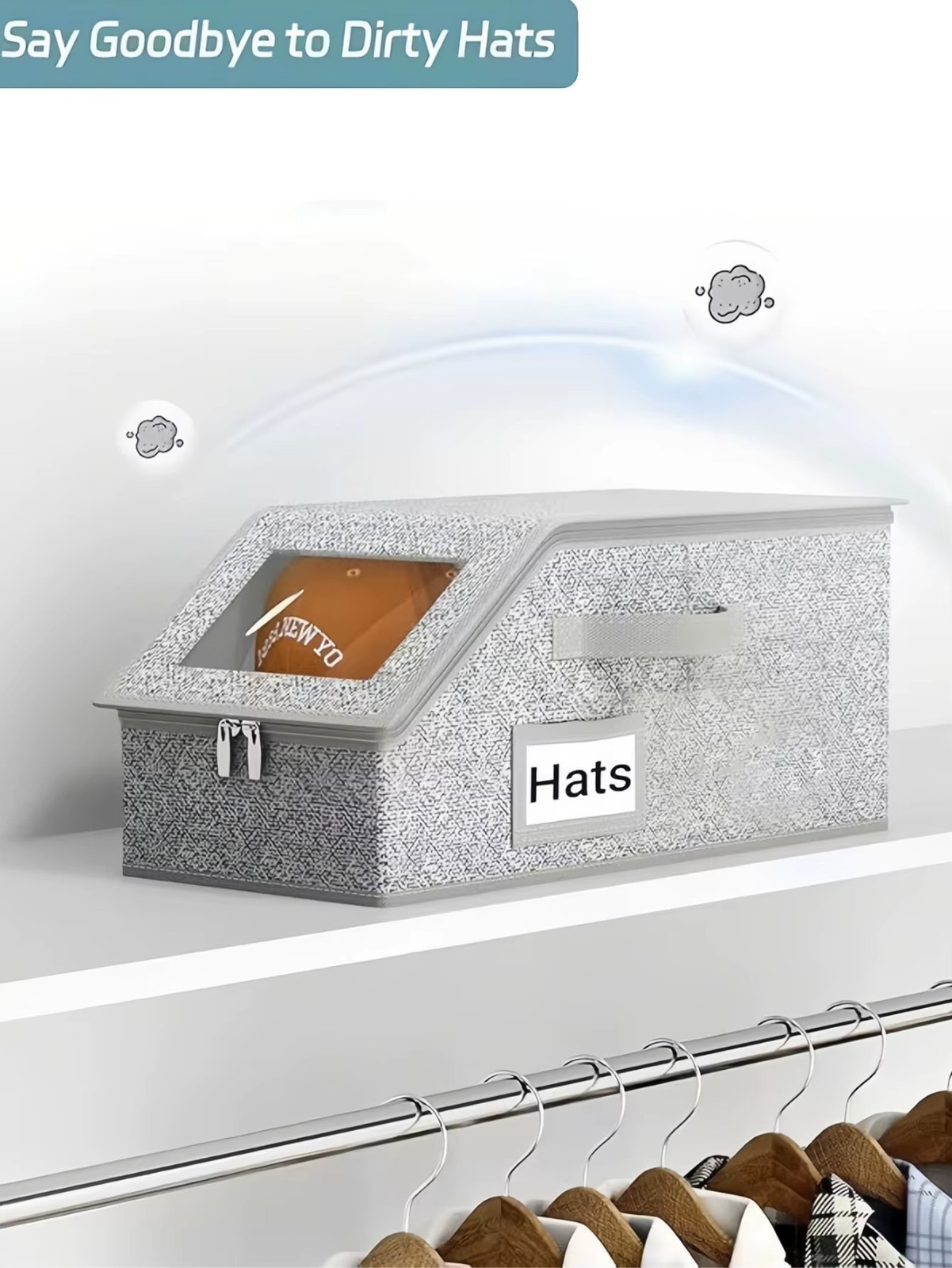 2X Stackable Hat Storage Organizer for Baseball Caps 24 Caps Hat Box with Lid