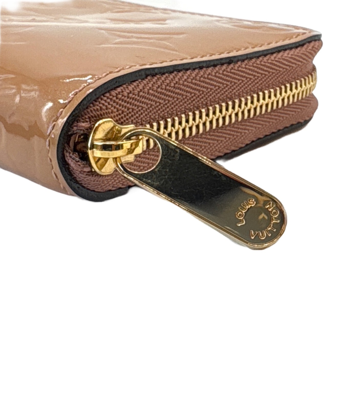 Louis Vuitton Vernis Beige Coin Case M91668 Monogram Zipper 4 Card Slots Auth