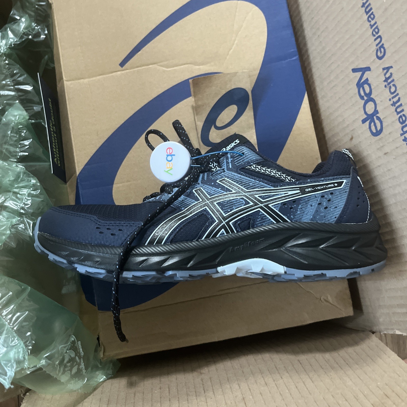 ASICS Gel-Venture 9 Shoes Mens Size 8.5 Blue Black Trail Running Mesh