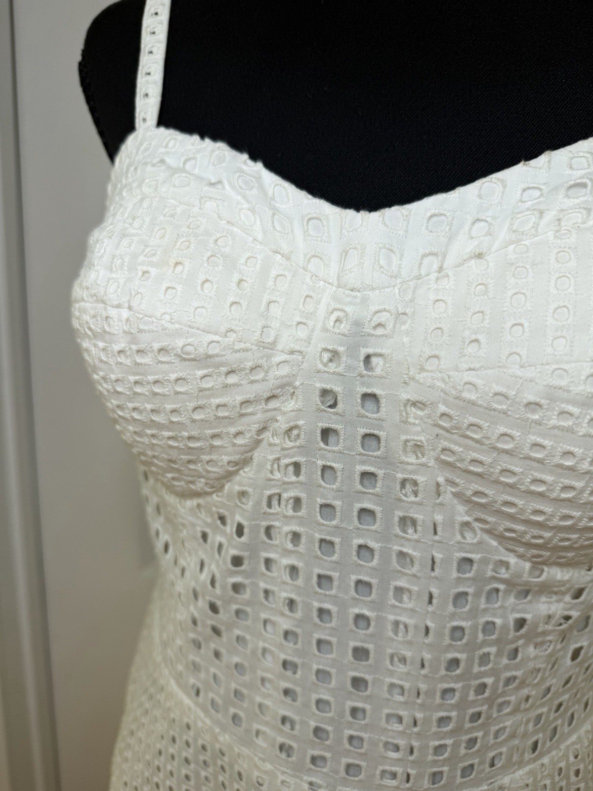 Vintage Rebecca Minkoff White Eyelet Bustier Mini Dress, Size 10