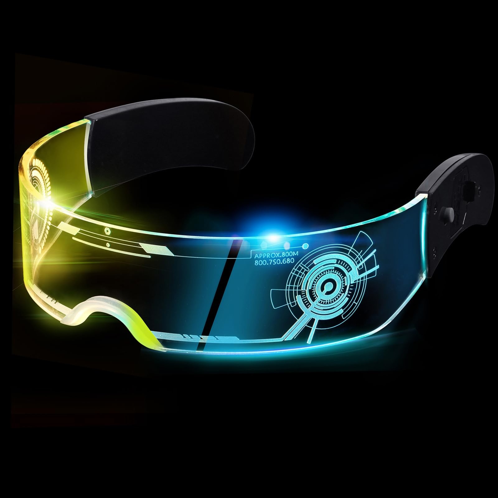 CLZFXS Led Visor Glasses Light Up 7 Colors and 4 Modes, 4.5CM, Transparent