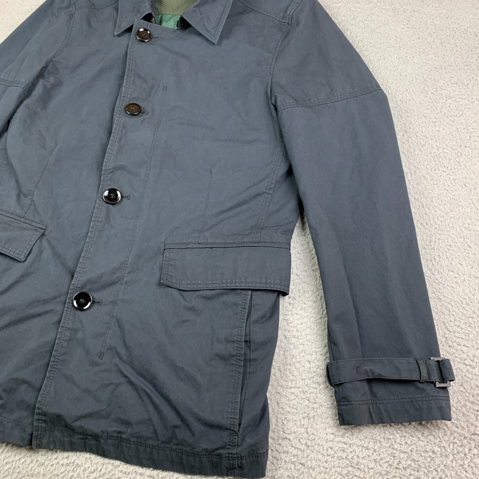 Strellson Coat Mens 50 Cargo Pockets Utility Jacket Button Closure (Dark Blue)