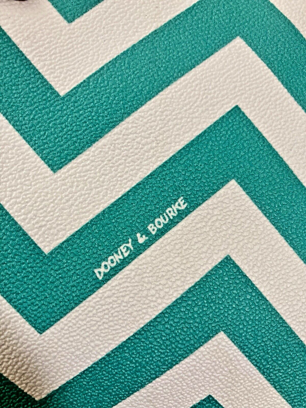 Dooney Bourke Turquoise Spearmint Green Chevron Large Shopper Tote Shoulder Bag