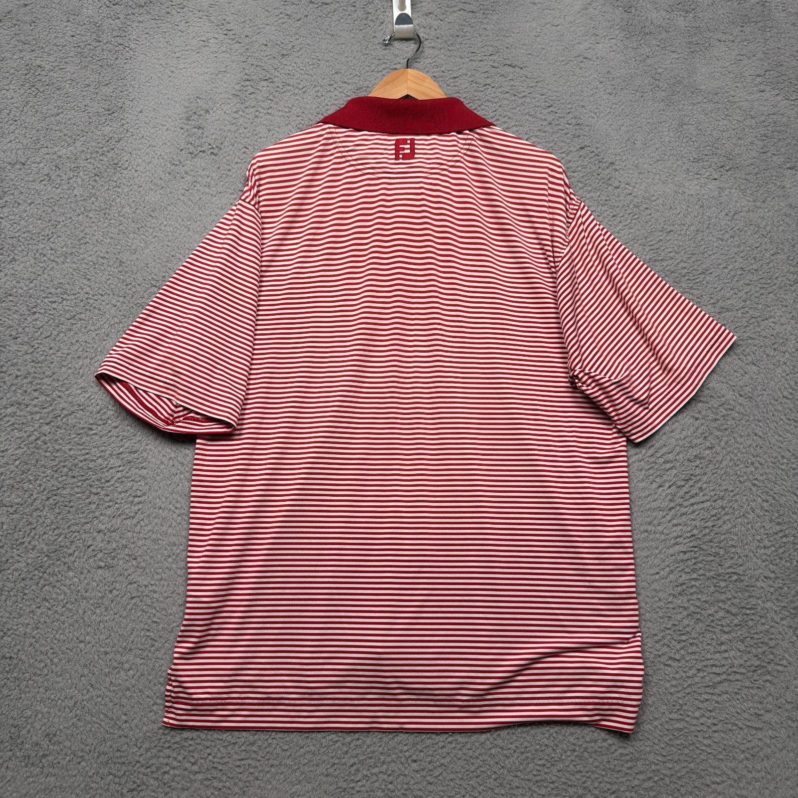 Footjoy Polo Shirt Mens Large Red Striped Prodry Lisle US Amateur Performance