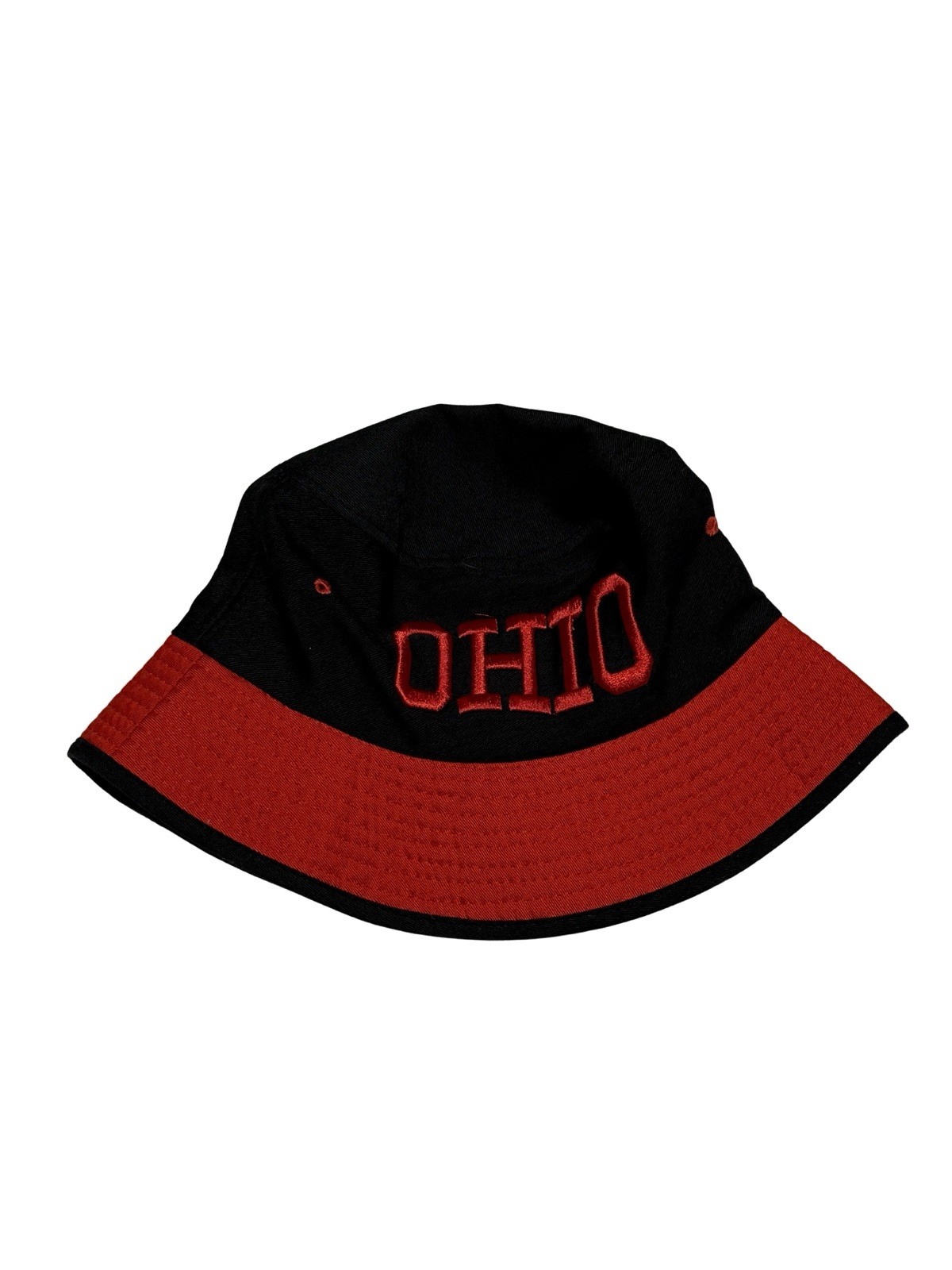 Ohio Bucket Hat – Black/Red – Embroidered Script – Adult One Size