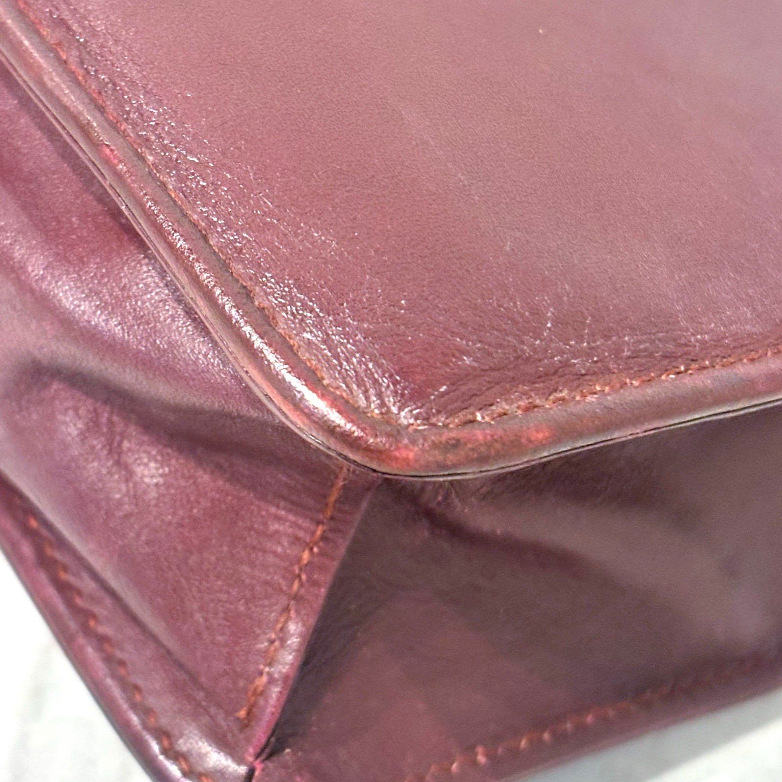 Cartier Briefcase Business Bag Leather Bordeaux Authentic