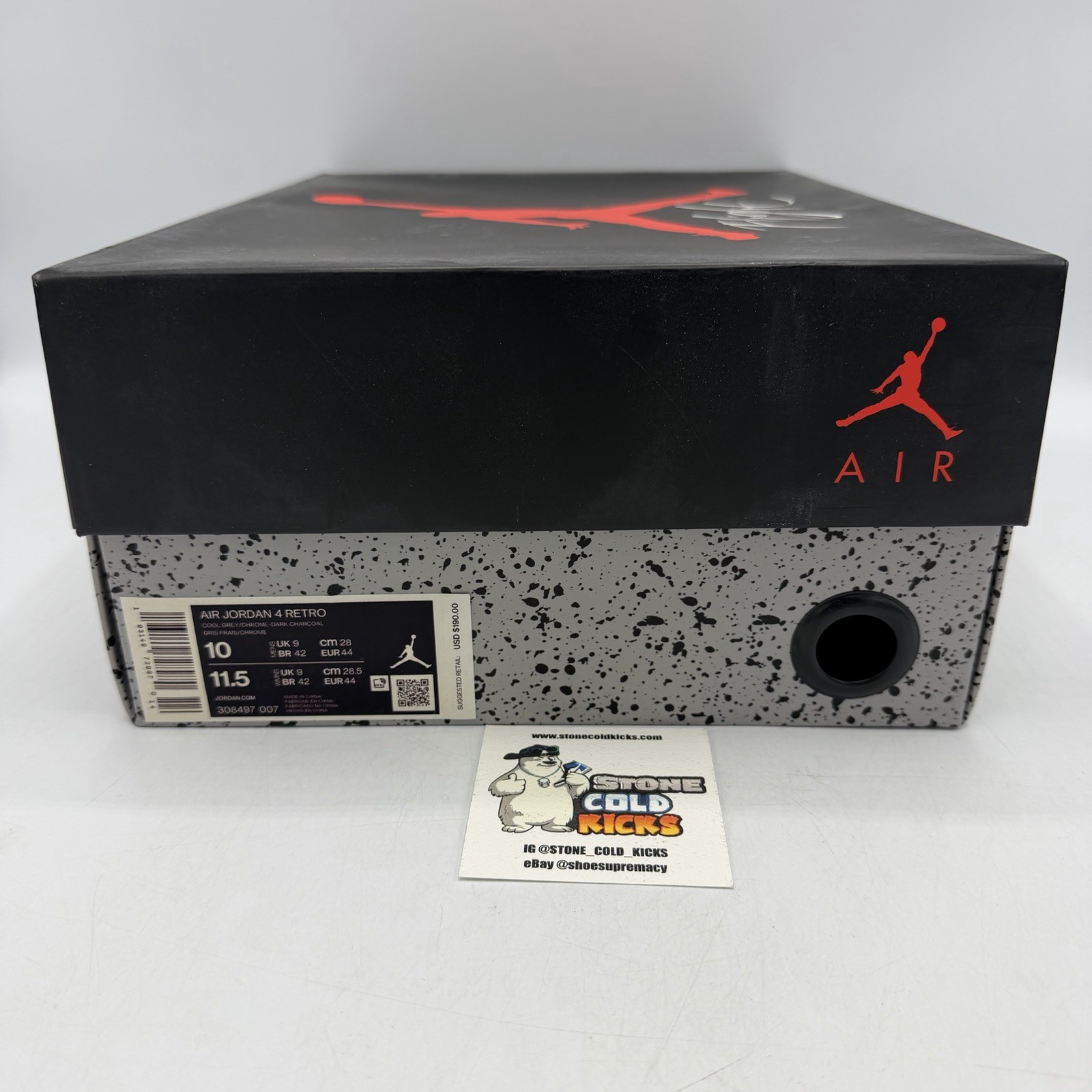 Nike Air Jordan 4 Retro Cool Grey Men’s Size 10 308497-007 IV I III
