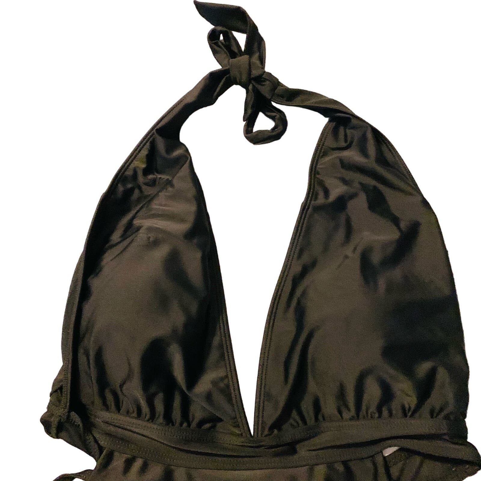 NEW BeachQueen Swimsuit Large Black Tie Halter Deep Plunge V-Neck Cutout Hips