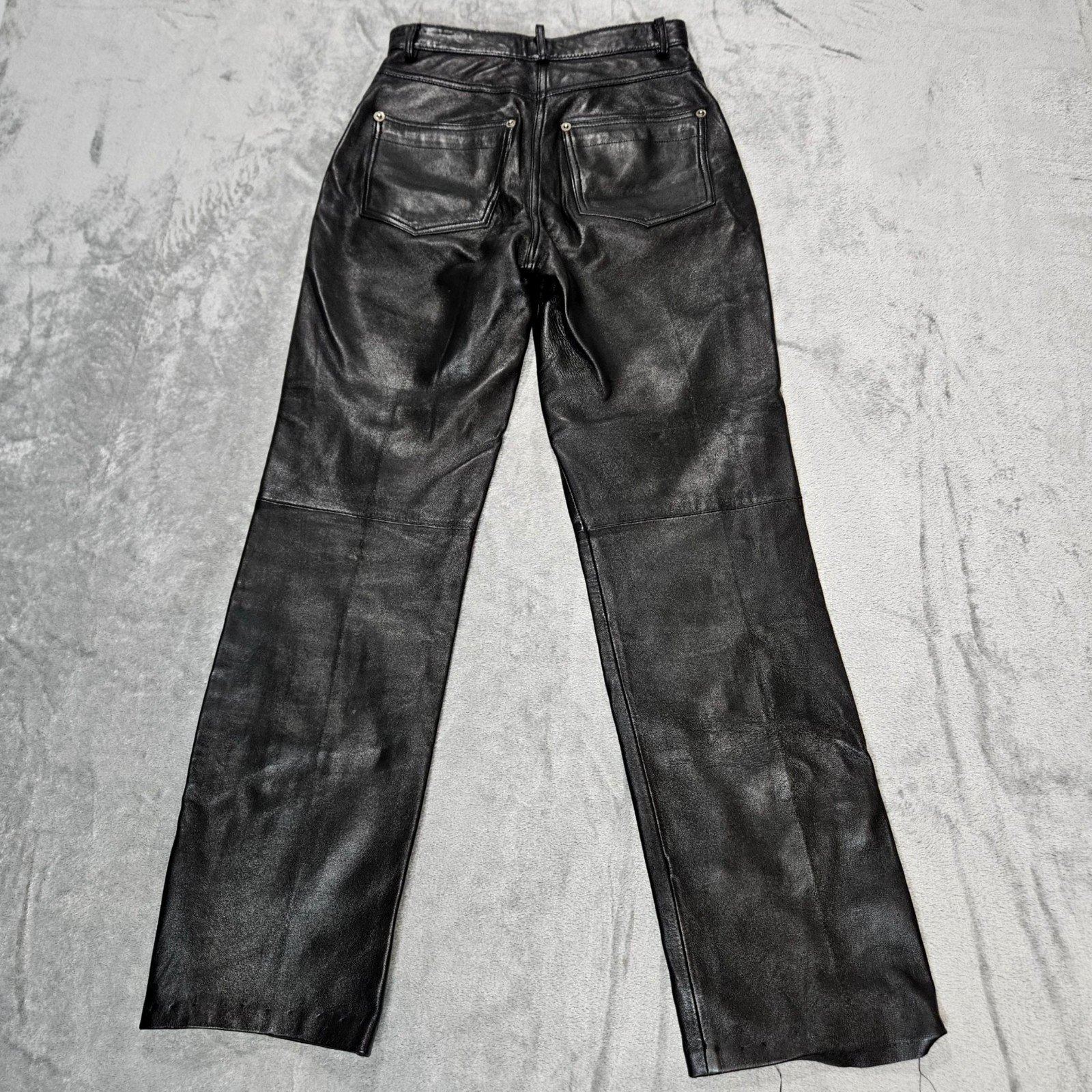 Whet Blu Leather Pants Womens 2 Black Straight Leg Biker Motorcycle Western READ