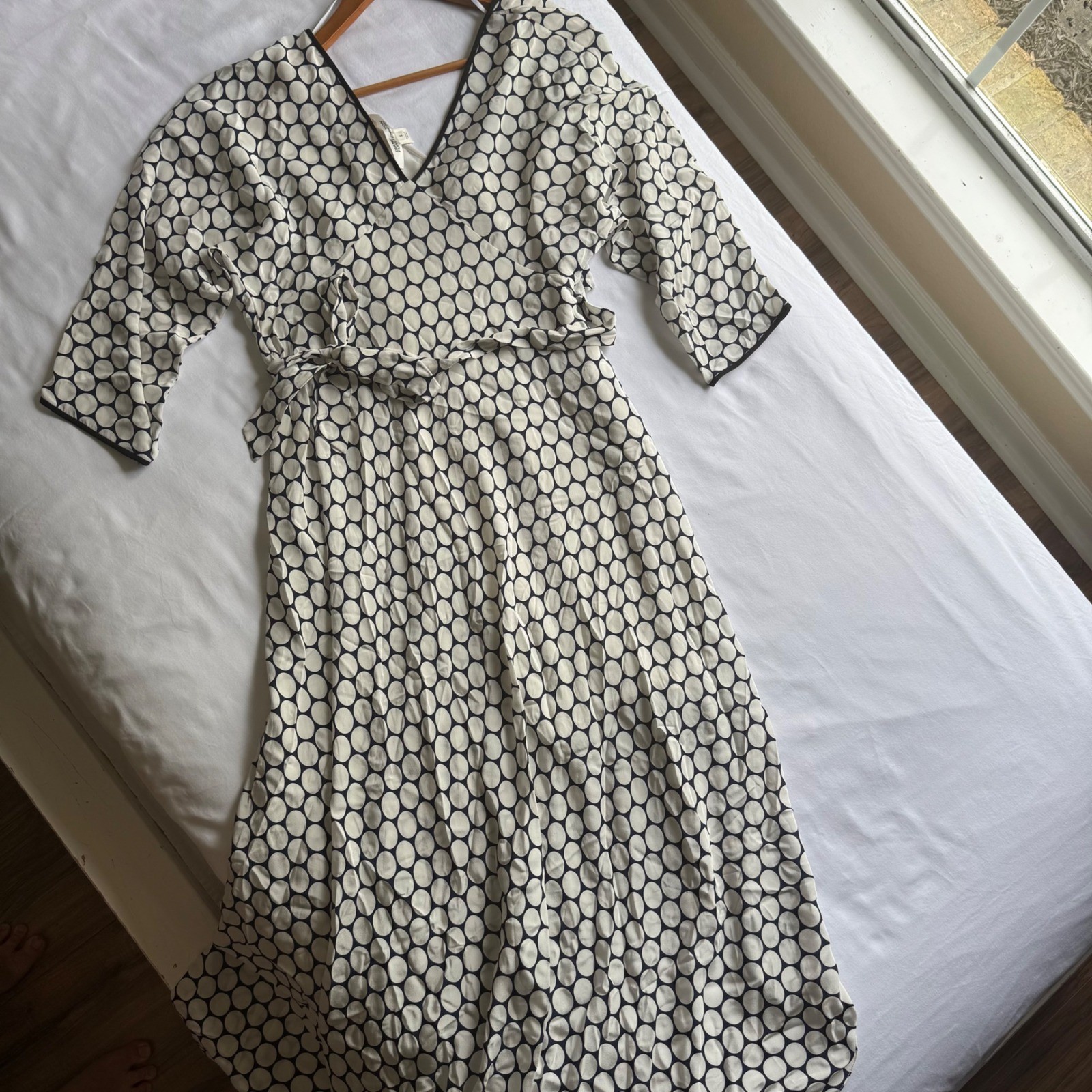Diane von Furstenberg DVF Silk Boltin Dot Asymmetric Hem Midi Dress Small NWT