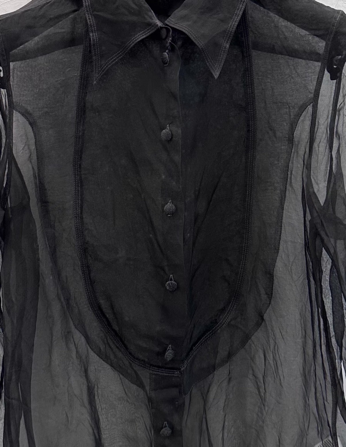 Marc Le Bihan Women’s Black Semi-Sheer Silk Shirt 34 Size