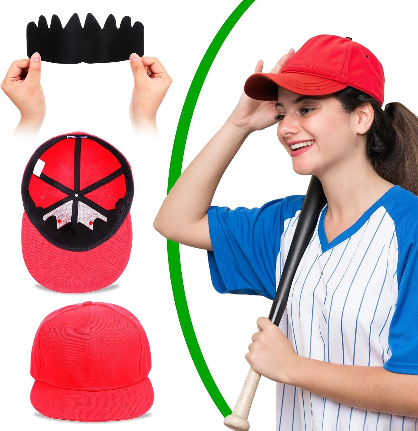 10 PCS Black Baseball Cap Inserts, Flexible Washable Hat Shaper Inserts for Base