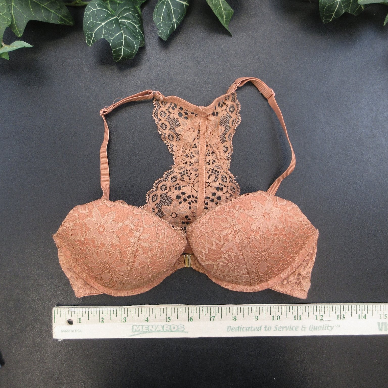 auden Women’s 32B Blush Pink Lace Push Up Racerback Underwire Bra