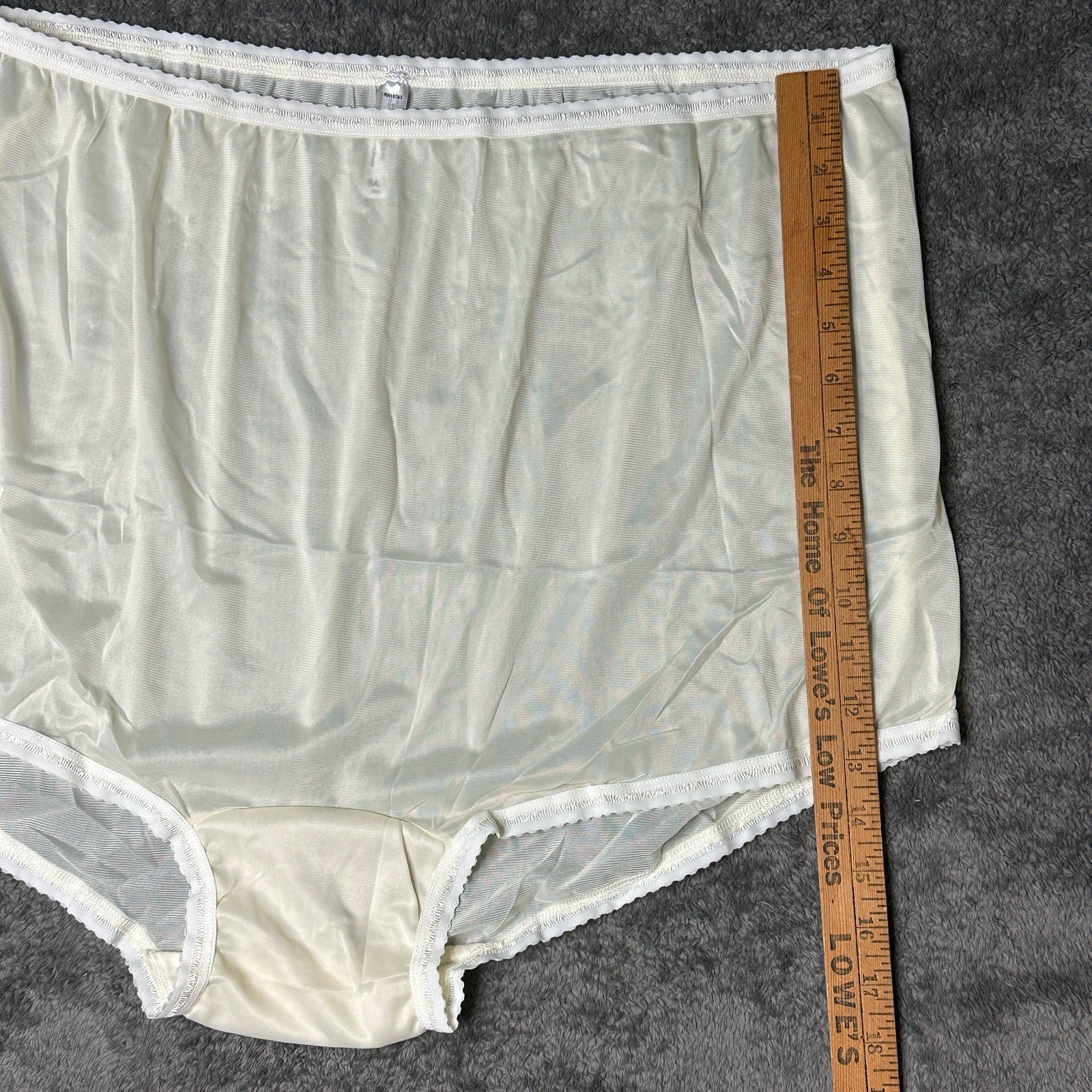3 PAIR Bali Vintage Full Cut Silky Nylon Panties Ivory Briefs 23467 Size 14 NEW