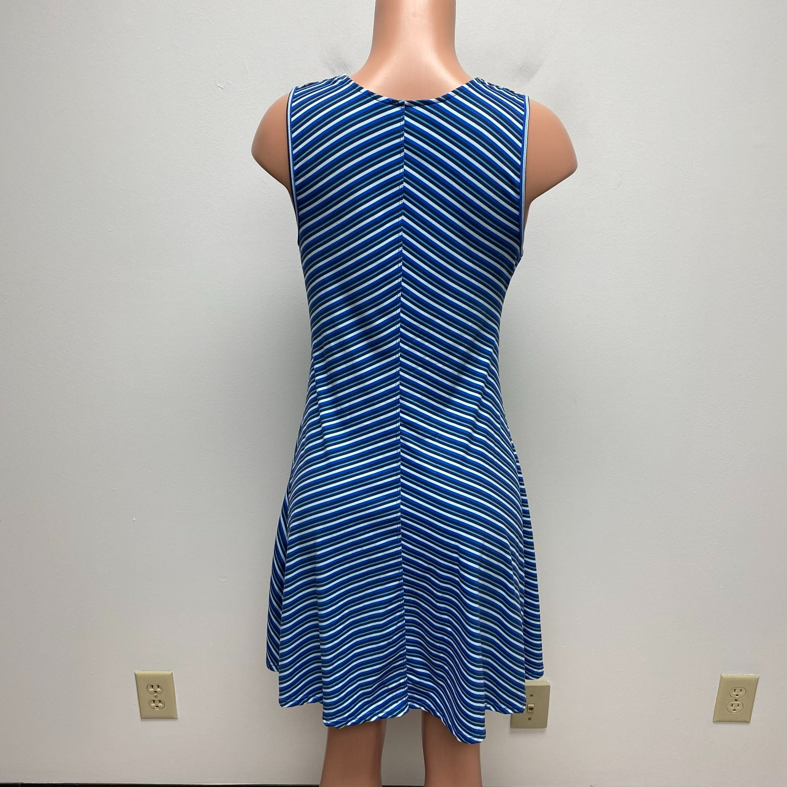 Freedom Trail by Kyodan Womens Blue Striped Cowl Neck Sleeveless Tank Dress S