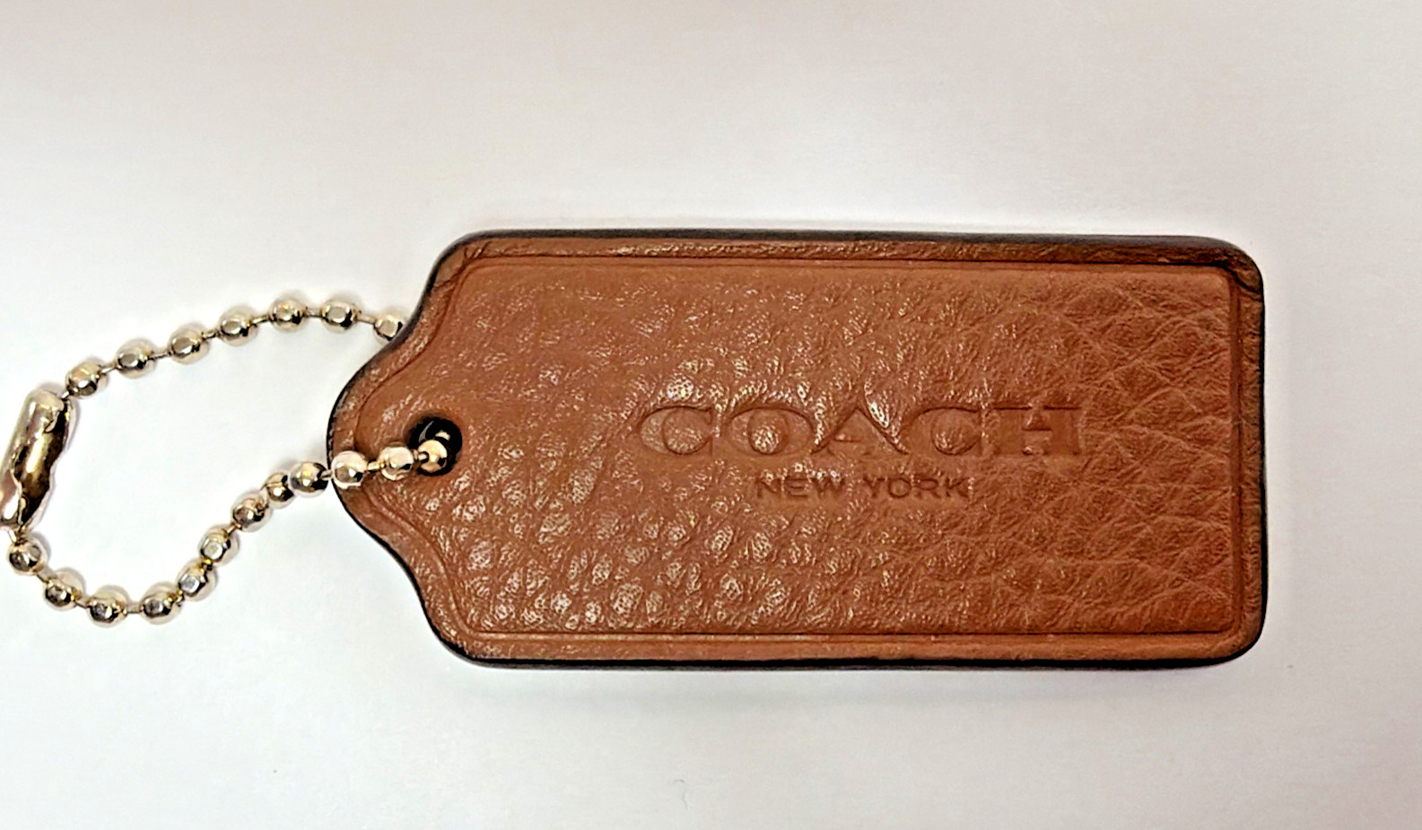COACH Vintage 2.25″ Medium Brown Leather Hang Tag Debossed Logo