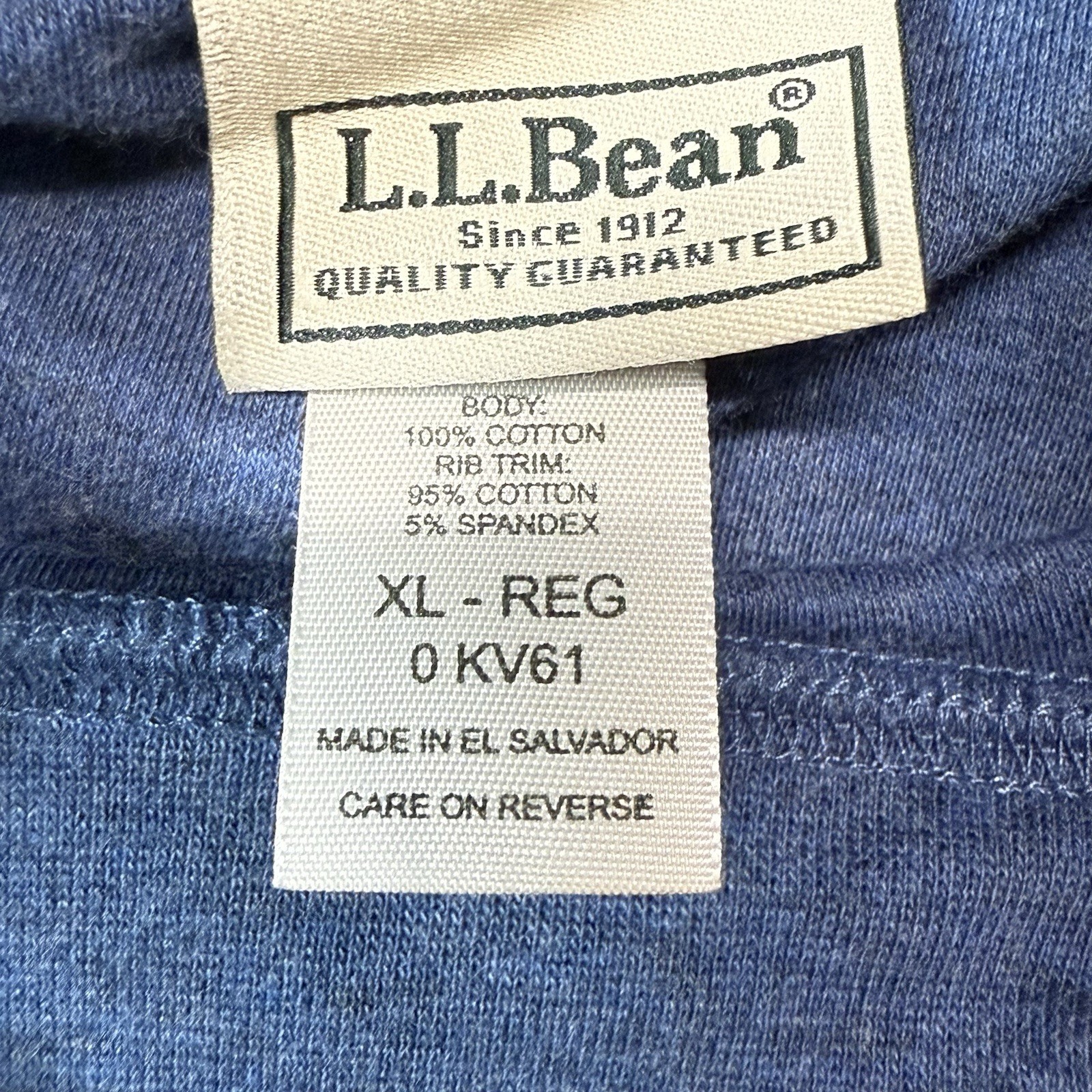 LL Bean Mens Large Turtleneck Shirt Long Sleeved Blue Pullover