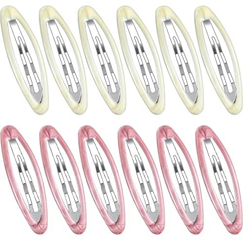 12 Pcs Oval 2.8 In Tortoise Metal Hair Clips for Women Ellipse Non Vivid Style
