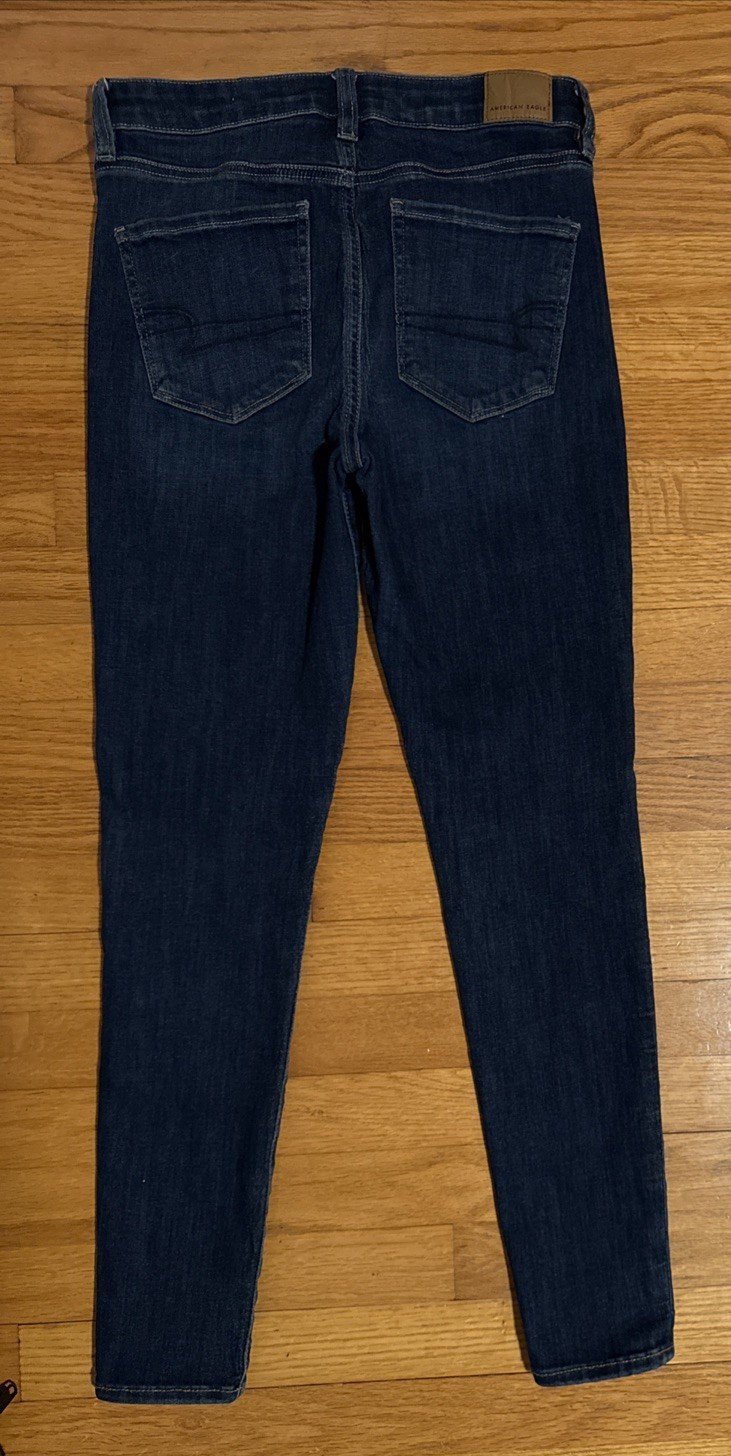 American Eagle Next Level Stretch Super Hi-Rise Jegging Dark Blue Jeans Women-6