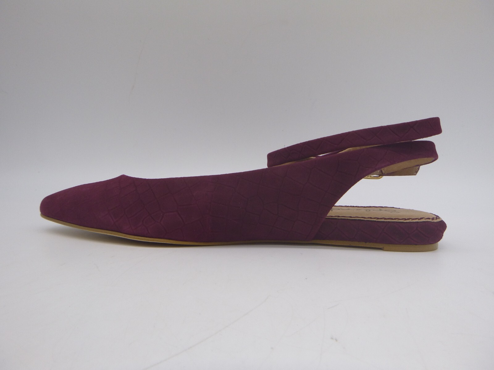 Splendid Selia Burgundy Purple Slingback Flats Sz 8 M Ankle Strap Snake Embossed