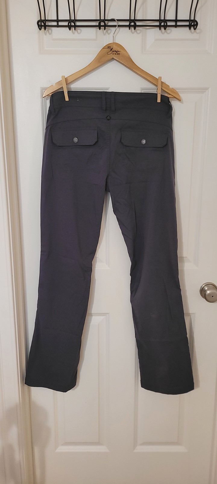 PrAna Halle Pants Womens 8 Gray Bootcut Roll Up Snap Stretch Zion Outdoor Hiking