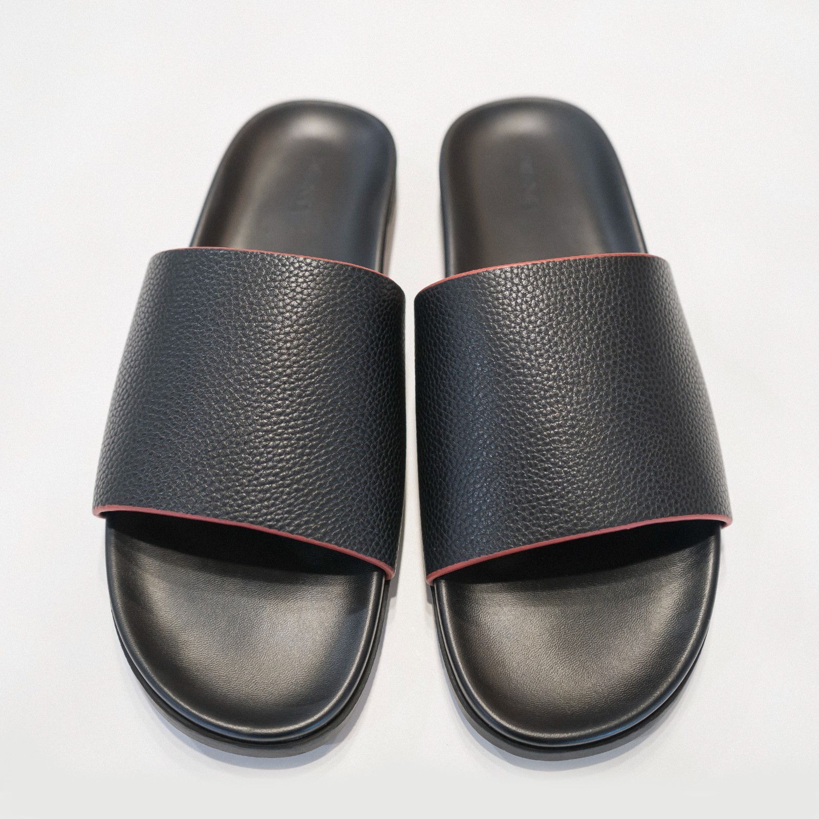 Unisex Genuine Leather Slide Sandal Non Slip Rubber Sole, Microfiber Lining