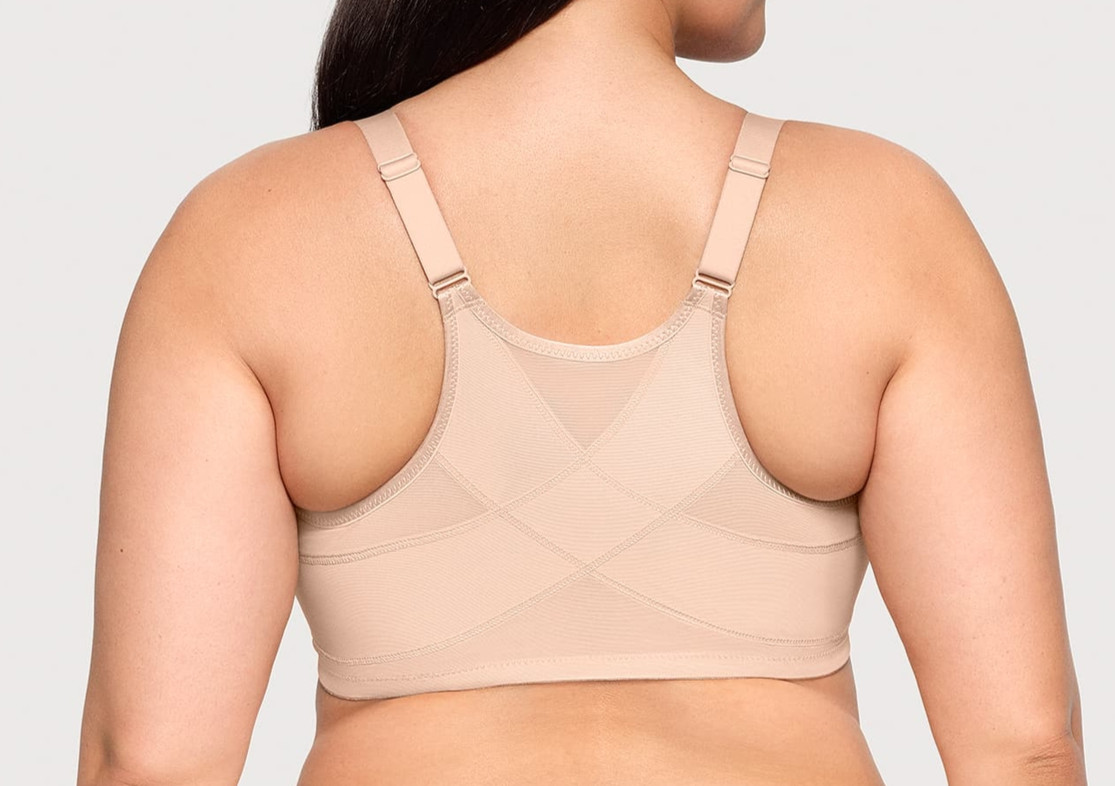 New Glamorise 9265 Wonderwire Front-Closure Posture Back Bra 34C Cafe
